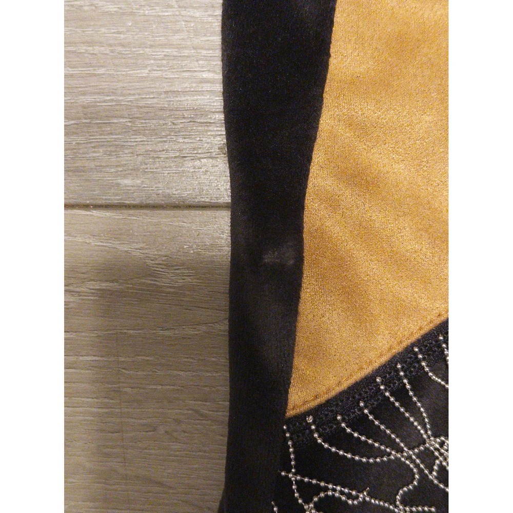 Destina Tunic Dress‎ Womens XL Black Brown Colorblock Fringe Faux Leather - Picture 4 of 11